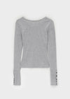 Samanthi Button V-neck Long Sleeve T-shirt