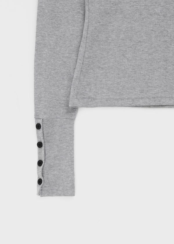 Samanthi Button V-neck Long Sleeve T-shirt