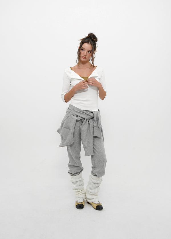 [B-BASIC] Tension Standard Henley Neck 3/4 Sleeve T-shirt (2size)