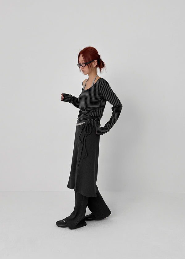 Butts Button Bootcut Skirt Pants