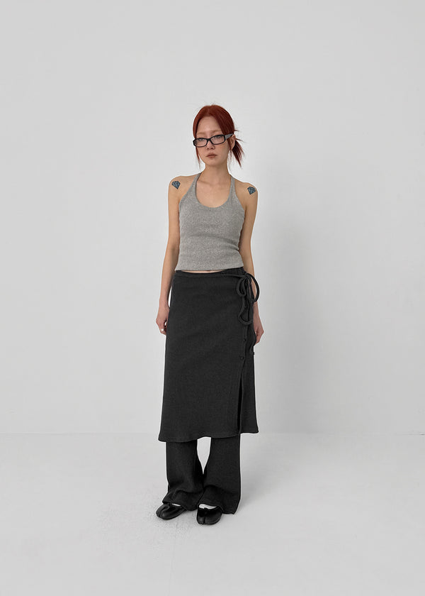 Butts Button Bootcut Skirt Pants