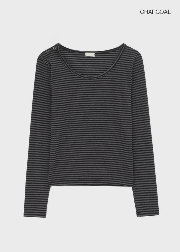 Toto Snap Button Stripe Long Sleeve T-shirt
