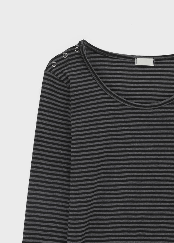 Toto Snap Button Stripe Long Sleeve T-shirt