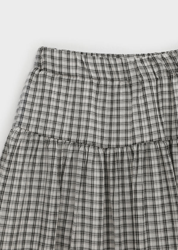 Nerdty Check Flare Long Skirt