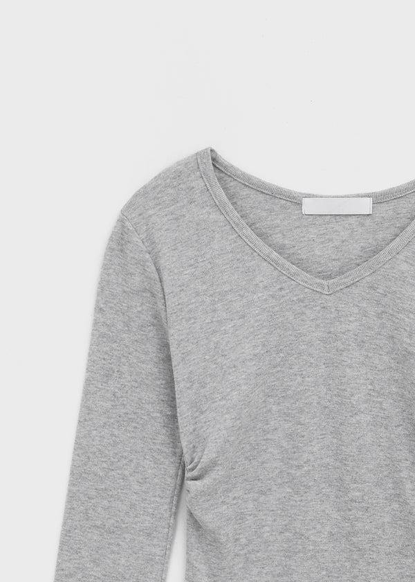 Marom Shirring V-neck 7-Length T-Shirt