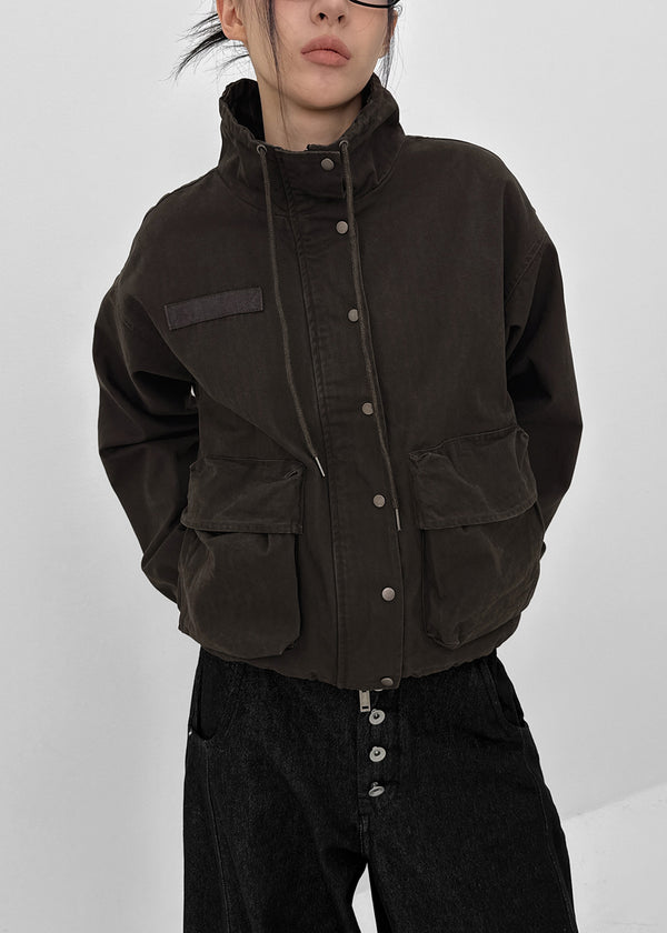 [MADE] Girliven Herringbone High-Neck Jumper