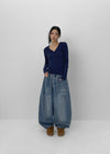 (UNISEX) Recoop Wide Balloon Banding Denim Pants
