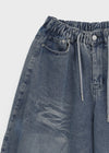 (UNISEX) Recoop Wide Balloon Banding Denim Pants