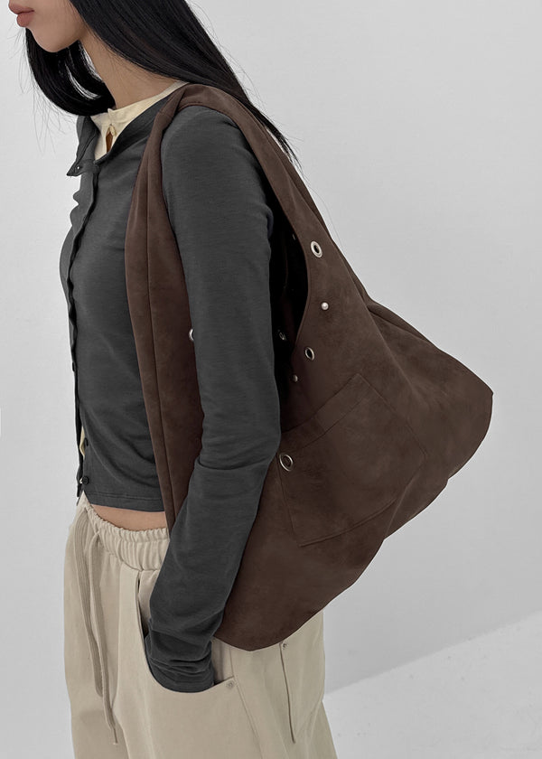 backpack leather eyelet use Terryte Eyelet Leather Shoulder Bag BROWN / Free