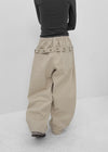 Rolleng Back Button Wide Two-way Banding Pants