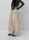 Rolleng Back Button Wide Two-way Banding Pants