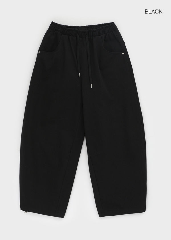 Rolleng Back Button Wide Two-way Banding Pants
