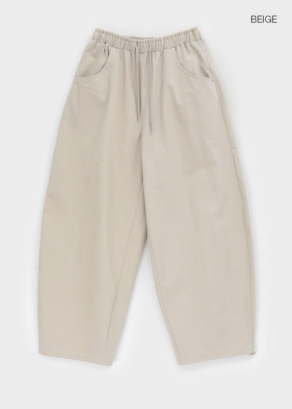 Rolleng Back Button Wide Two-way Banding Pants