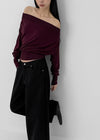 Split Shirring One-shoulder Long-sleeved T-shirt