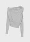 Split Shirring One-shoulder Long-sleeved T-shirt
