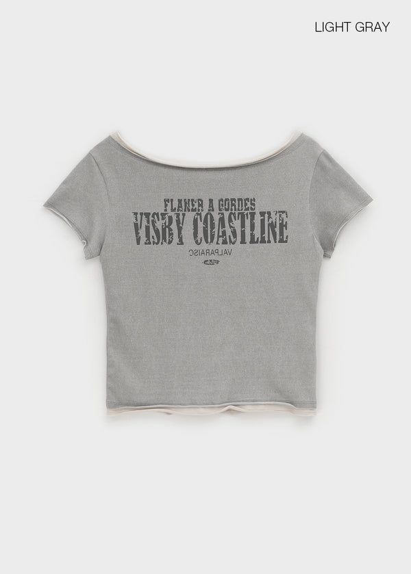 [MADE] Siati Short-Sleeve Layered Off-Shoulder Top