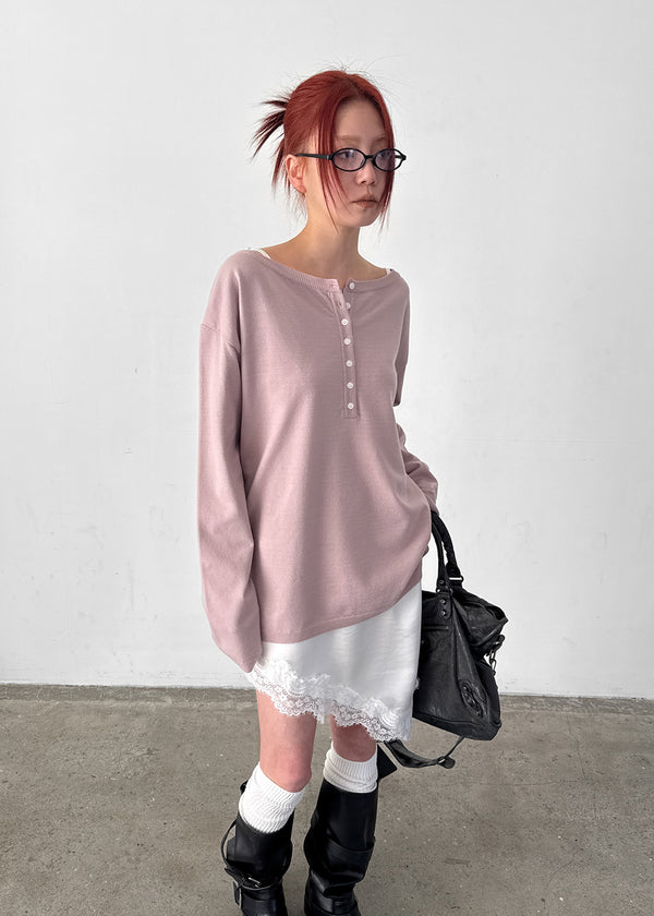 [MADE] Ponte Henley Neck Overfit Knit