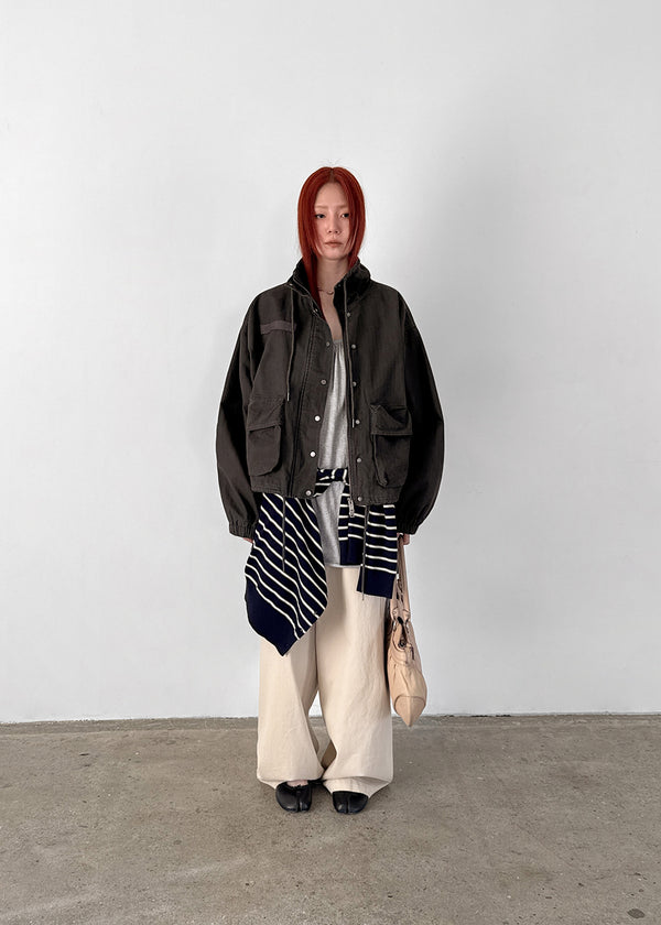 [MADE] Girliven Herringbone High-Neck Jumper