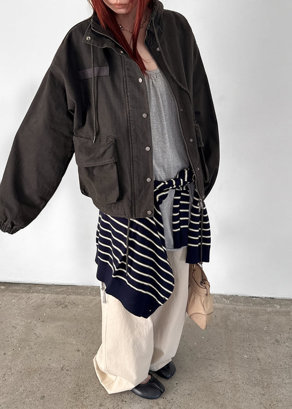 [MADE] Girliven Herringbone High-Neck Jumper