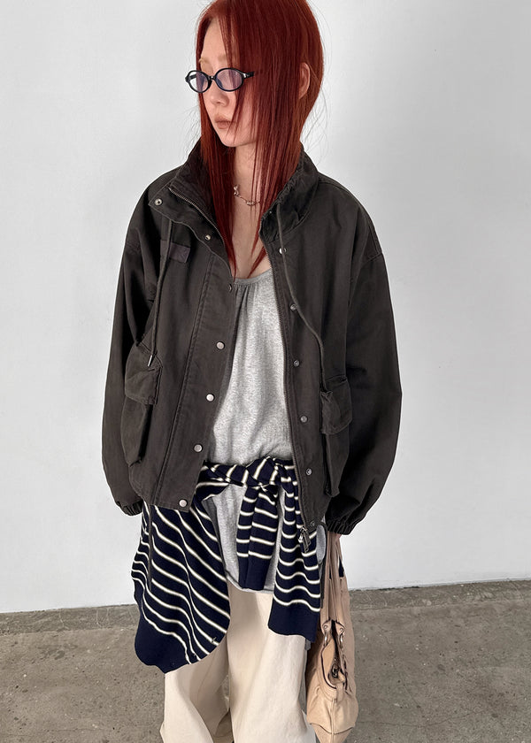 [MADE] Girliven Herringbone High-Neck Jumper