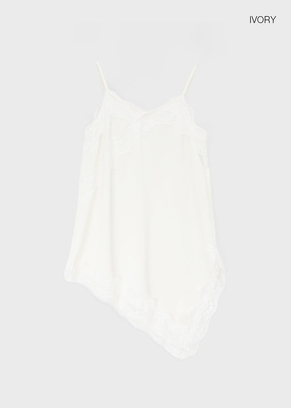 Robtin Satin Slip Lace Layered Midi Dress