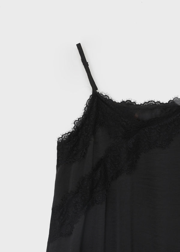 Robtin Satin Slip Lace Layered Midi Dress