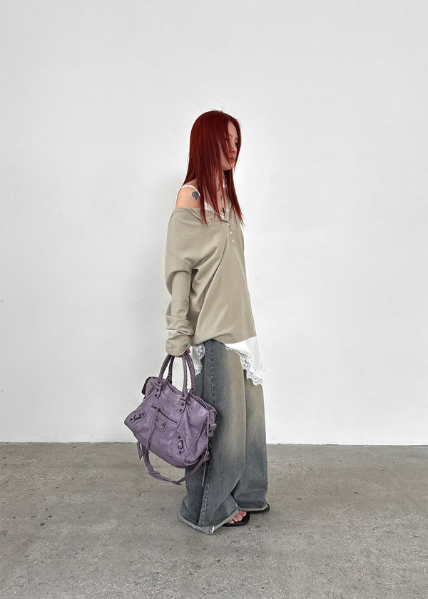 [MADE] Ponte Henley Neck Overfit Knit