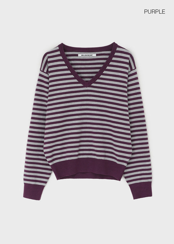 [MADE] Livni Stripe Loose Fit V-neck Knit