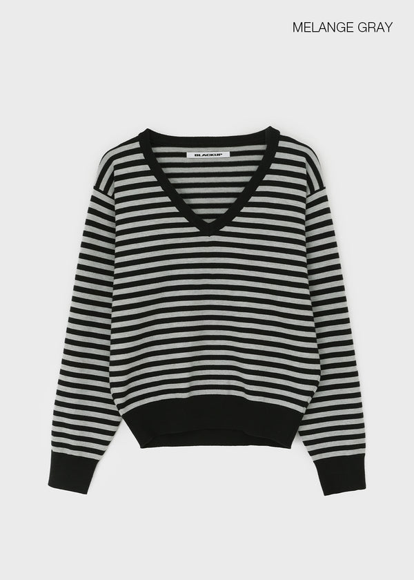 [MADE] Livni Stripe Loose Fit V-neck Knit