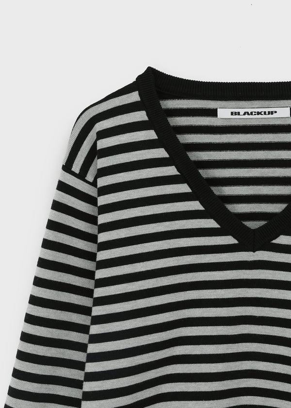 [MADE] Livni Stripe Loose Fit V-neck Knit