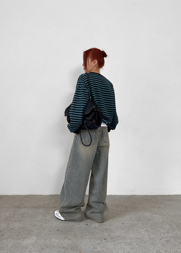 Ropels Washed Wide Denim Pants