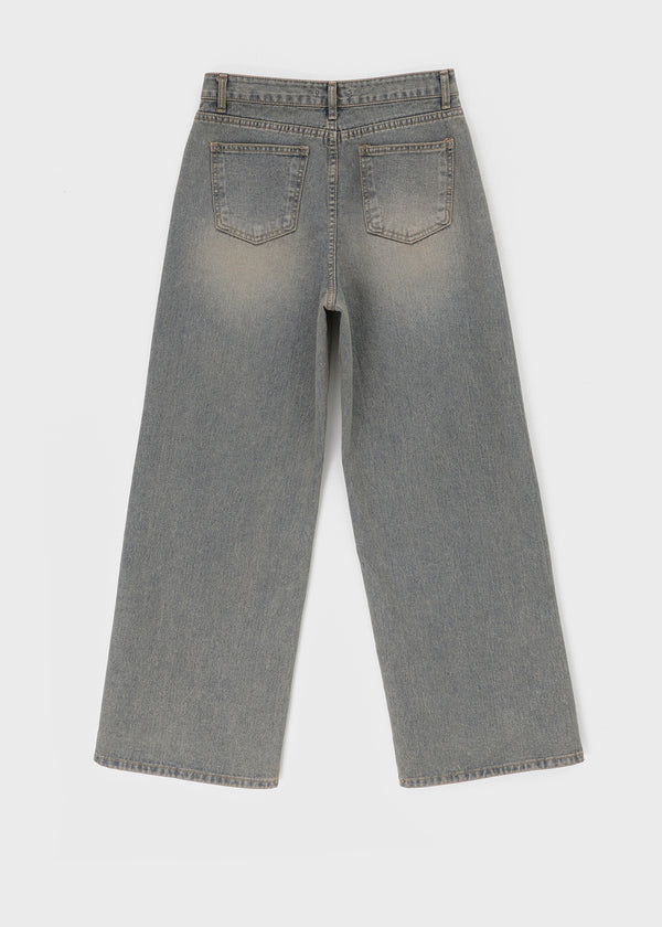 Ropels Washed Wide Denim Pants