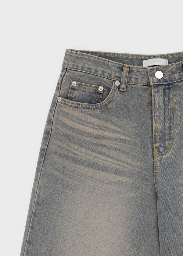Ropels Washed Wide Denim Pants