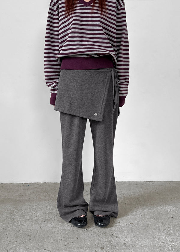 Caloing Wrap Bootcut Skirt Pants