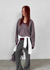 [MADE] Livni Stripe Loose Fit V-neck Knit