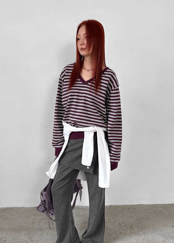[MADE] Livni Stripe Loose Fit V-neck Knit