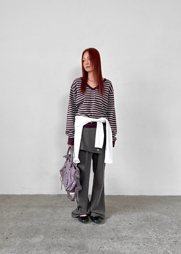 [MADE] Livni Stripe Loose Fit V-neck Knit