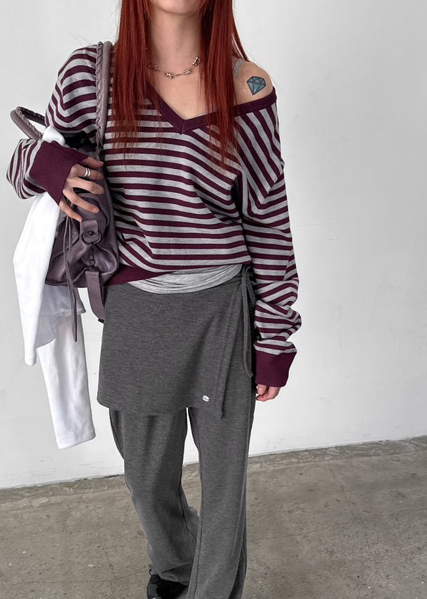 [MADE] Livni Stripe Loose Fit V-neck Knit