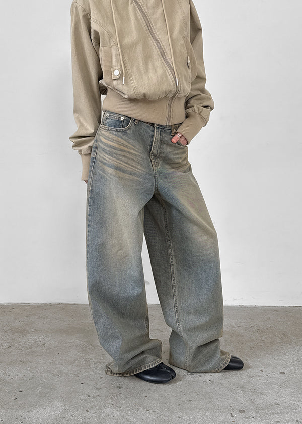 Ropels Washed Wide Denim Pants