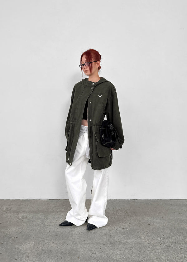 Robotin Semi-wide Bootcut Cotton Pants