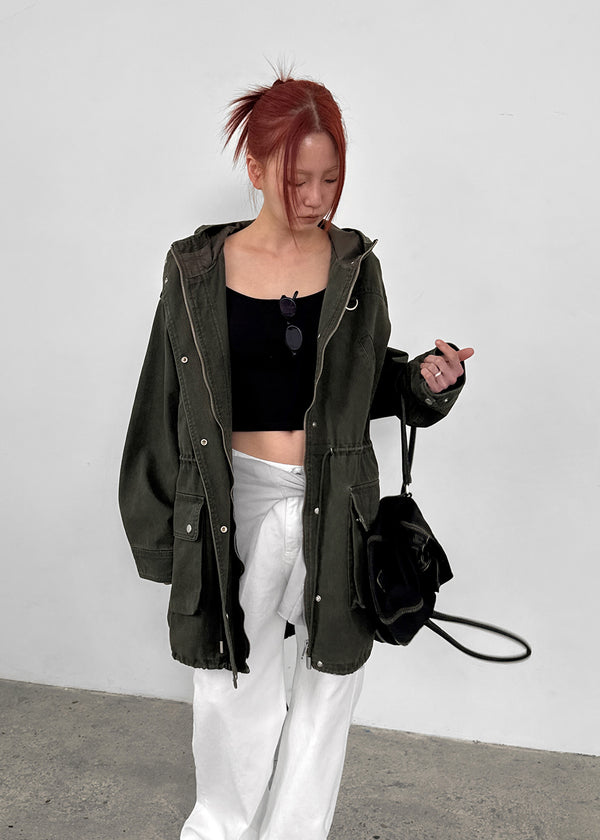 Robotin Semi-wide Bootcut Cotton Pants