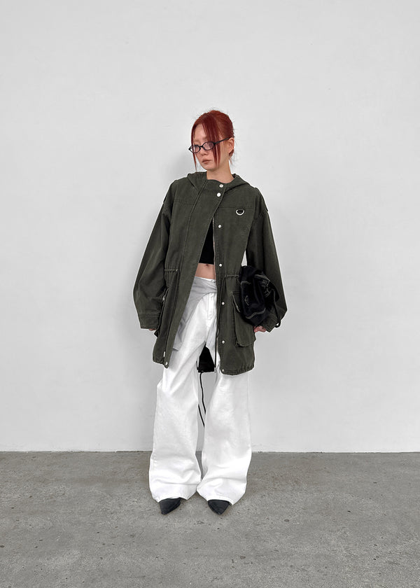 Robotin Semi-wide Bootcut Cotton Pants