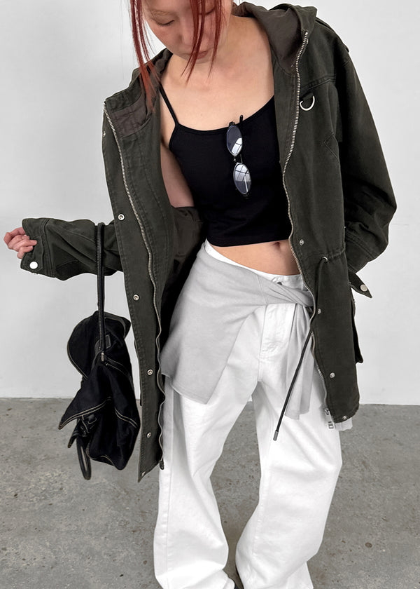 Robotin Semi-wide Bootcut Cotton Pants