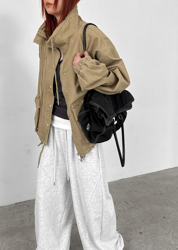 [MADE] Girliven Herringbone High-Neck Jumper