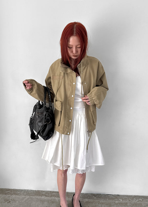 Lacton Back Banding Lace Cotton Lace Midi Skirt