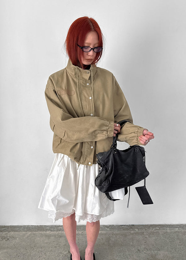 Lacton Back Banding Lace Cotton Lace Midi Skirt