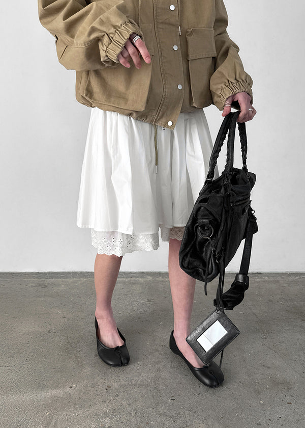 Lacton Back Banding Lace Cotton Lace Midi Skirt