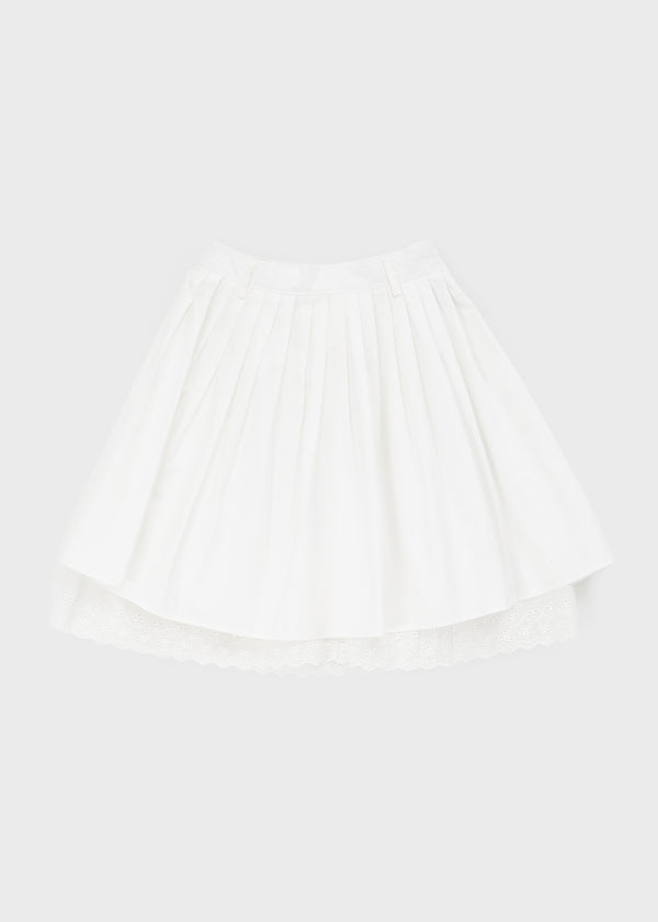 Lacton Back Banding Lace Cotton Lace Midi Skirt