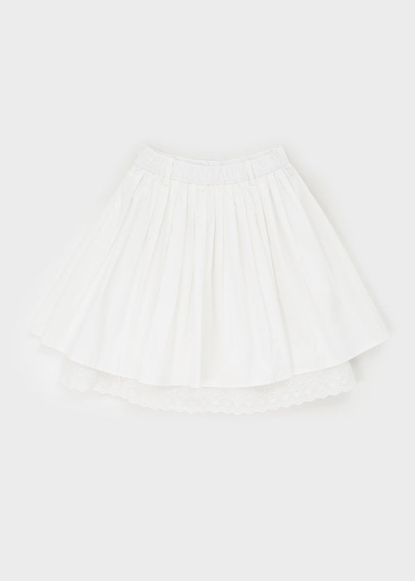 Lacton Back Banding Lace Cotton Lace Midi Skirt