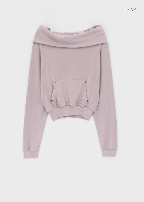 Tiffhu Off-shoulder Hooded Long Sleeve T-shirt